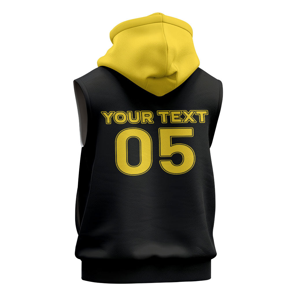 Custom Ghana Football 2026 Sleeveless Zip Hoodie Black Stars Never Fall Black Version