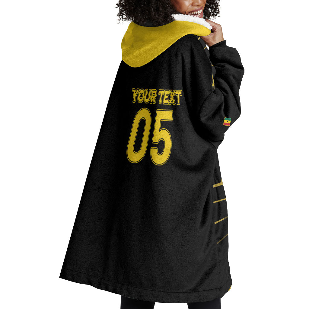 Custom Ghana Football 2026 Wearable Blanket Hoodie Black Stars Never Fall Black Version