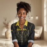 Custom Ghana Football 2026 Women Casual Shirt Black Stars Never Fall Black Version