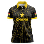Custom Ghana Football 2026 Women Polo Shirt Black Stars Never Fall Black Version