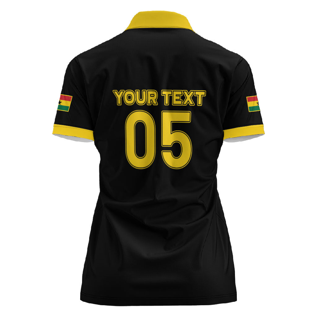 Custom Ghana Football 2026 Women Polo Shirt Black Stars Never Fall Black Version