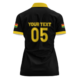 Custom Ghana Football 2026 Women Polo Shirt Black Stars Never Fall Black Version