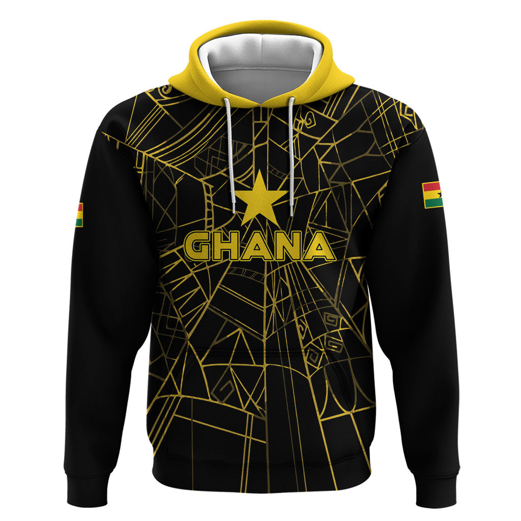 Custom Ghana Football 2026 Zip Hoodie Black Stars Never Fall Black Version