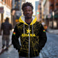 Custom Ghana Football 2026 Zip Hoodie Black Stars Never Fall Black Version