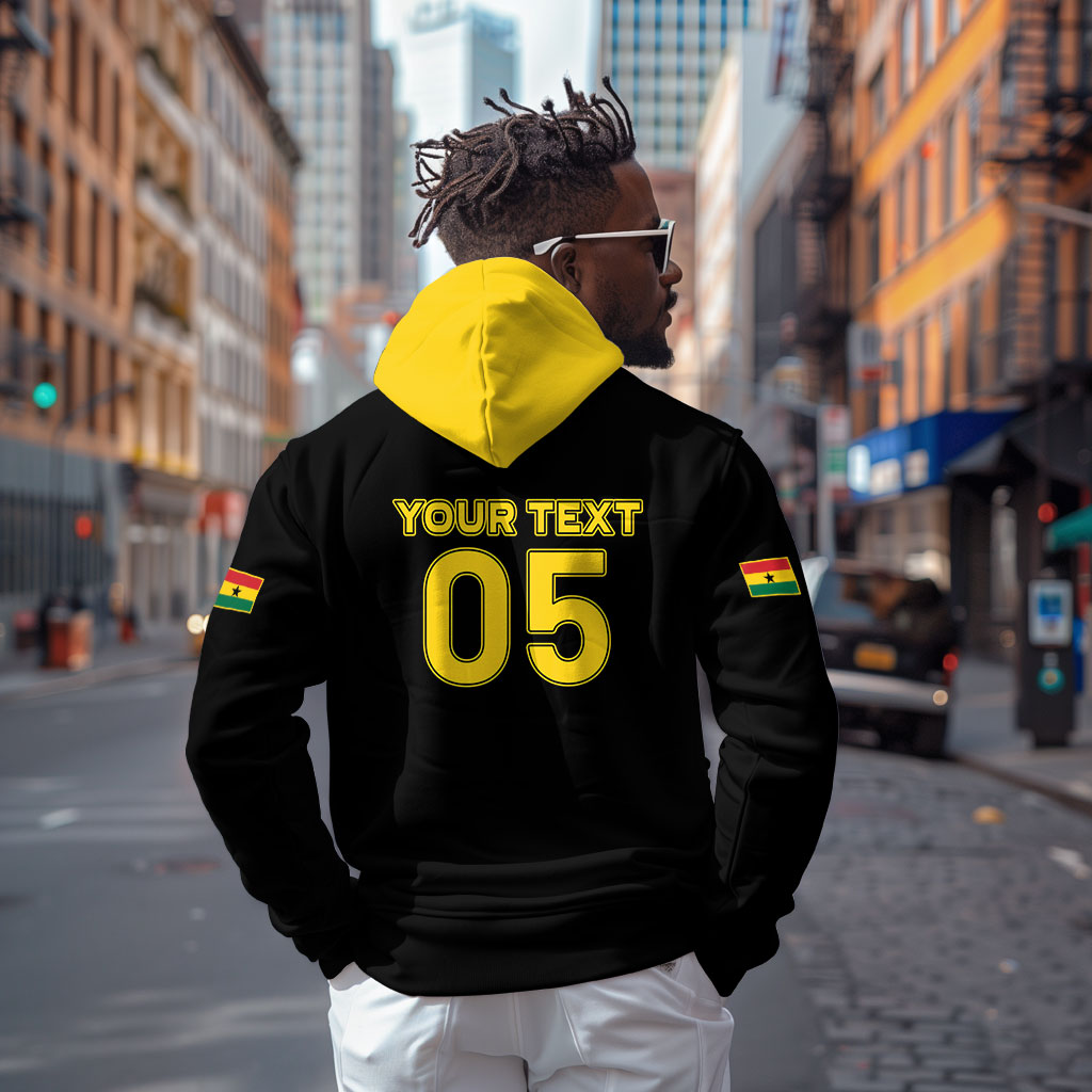 Custom Ghana Football 2026 Zip Hoodie Black Stars Never Fall Black Version