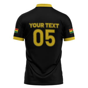 Custom Ghana Football 2026 Zipper Polo Shirt Black Stars Never Fall Black Version