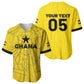 Custom Ghana Football 2026 Baseball Jersey Black Stars Never Fall Yellow Version