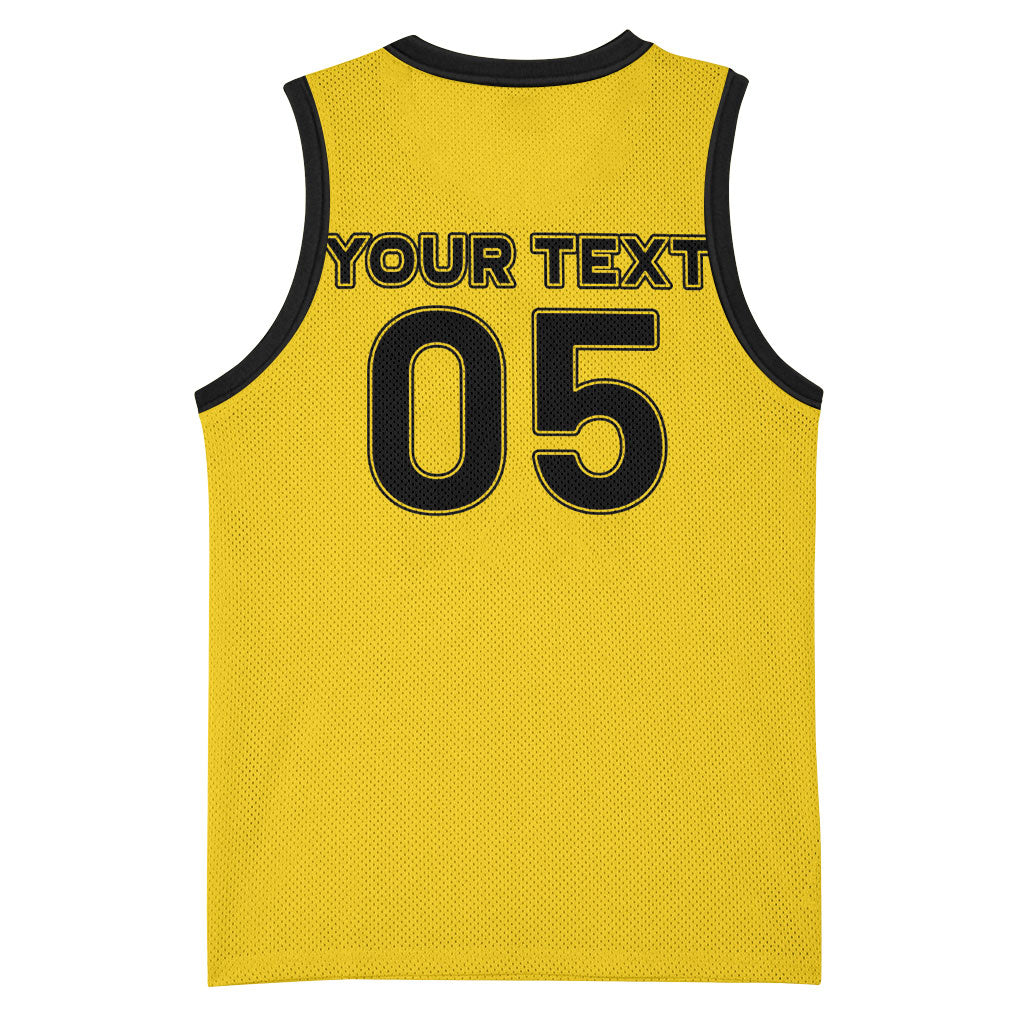 Custom Ghana Football 2026 Basketball Jersey Black Stars Never Fall Yellow Version
