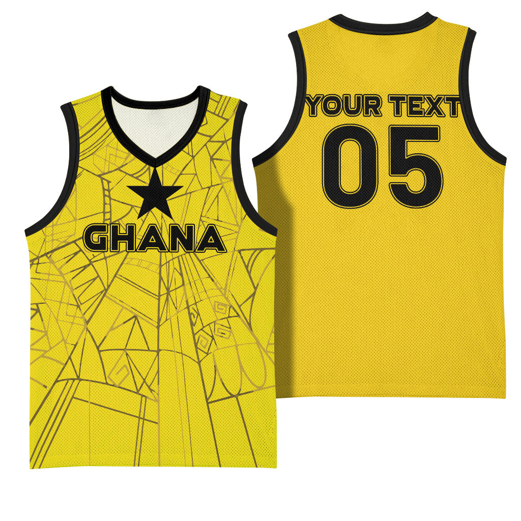 Custom Ghana Football 2026 Basketball Jersey Black Stars Never Fall Yellow Version