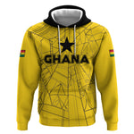 Custom Ghana Football 2026 Hoodie Black Stars Never Fall Yellow Version