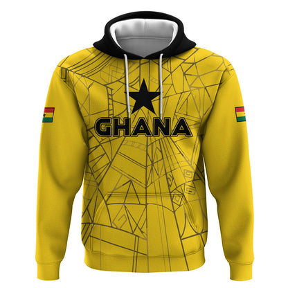 Custom Ghana Football 2026 Hoodie Black Stars Never Fall Yellow Version