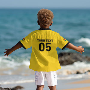 Custom Ghana Football 2026 Kid Hawaiian Shirt Black Stars Never Fall Yellow Version