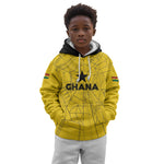 Custom Ghana Football 2026 Kid Hoodie Black Stars Never Fall Yellow Version