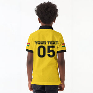 Custom Ghana Football 2026 Kid Polo Shirt Black Stars Never Fall Yellow Version