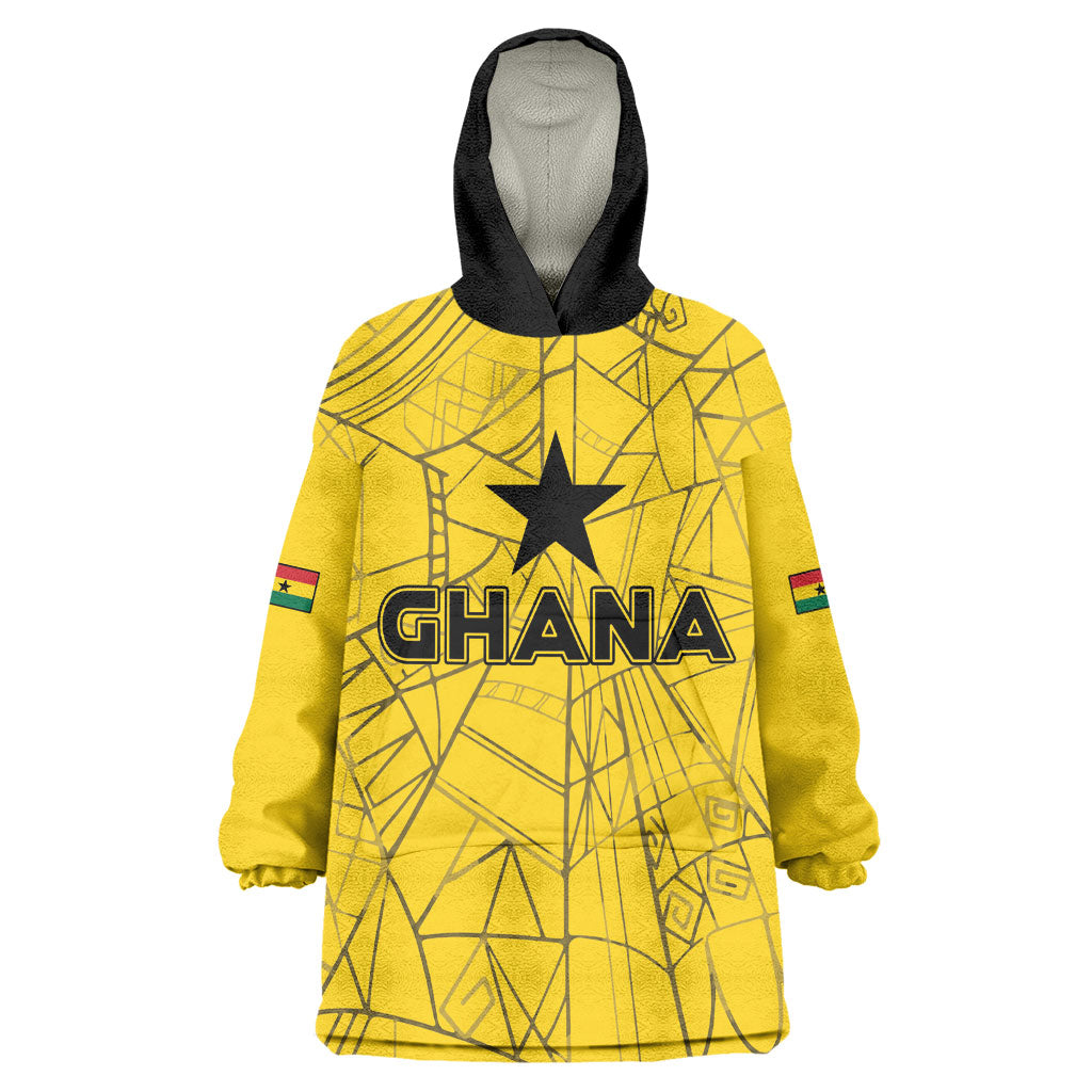 Custom Ghana Football 2026 Kid Wearable Blanket Hoodie Black Stars Never Fall Yellow Version