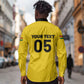 Custom Ghana Football 2026 Long Sleeve Button Shirt Black Stars Never Fall Yellow Version