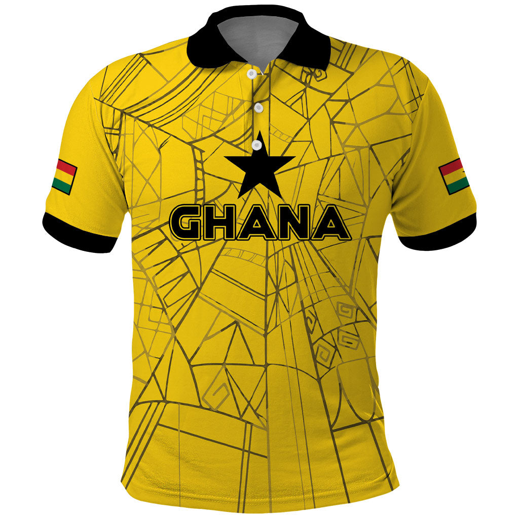 Custom Ghana Football 2026 Polo Shirt Black Stars Never Fall Yellow Version