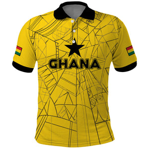 Custom Ghana Football 2026 Polo Shirt Black Stars Never Fall Yellow Version