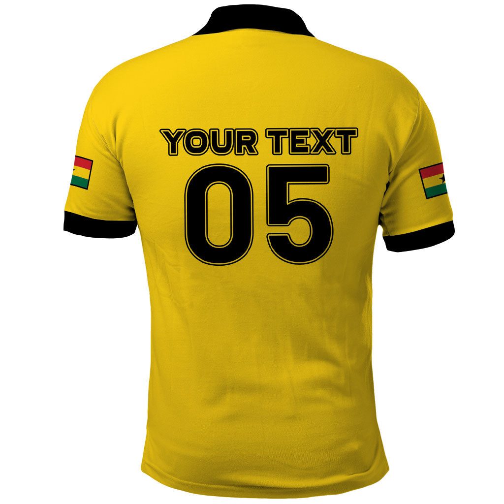 Custom Ghana Football 2026 Polo Shirt Black Stars Never Fall Yellow Version
