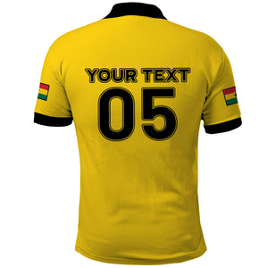 Custom Ghana Football 2026 Polo Shirt Black Stars Never Fall Yellow Version