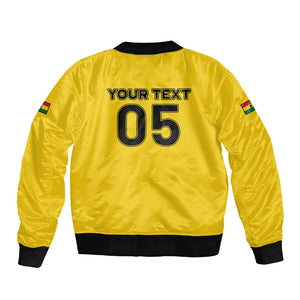Custom Ghana Football 2026 Sleeve Zip Bomber Jacket Black Stars Never Fall Yellow Version