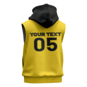 Custom Ghana Football 2026 Sleeveless Zip Hoodie Black Stars Never Fall Yellow Version
