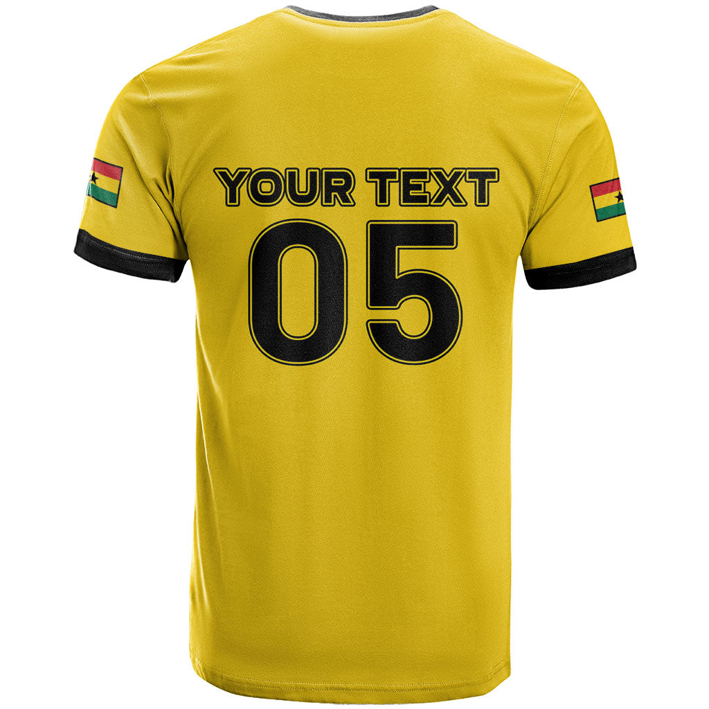Custom Ghana Football 2026 T shirt Black Stars Never Fall Yellow Version