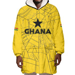 Custom Ghana Football 2026 Wearable Blanket Hoodie Black Stars Never Fall Yellow Version