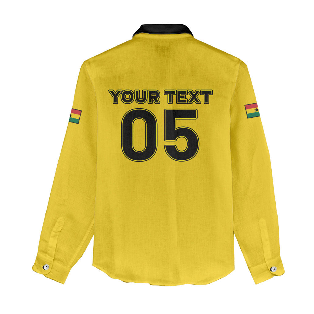 Custom Ghana Football 2026 Women Casual Shirt Black Stars Never Fall Yellow Version