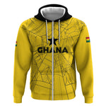 Custom Ghana Football 2026 Zip Hoodie Black Stars Never Fall Yellow Version