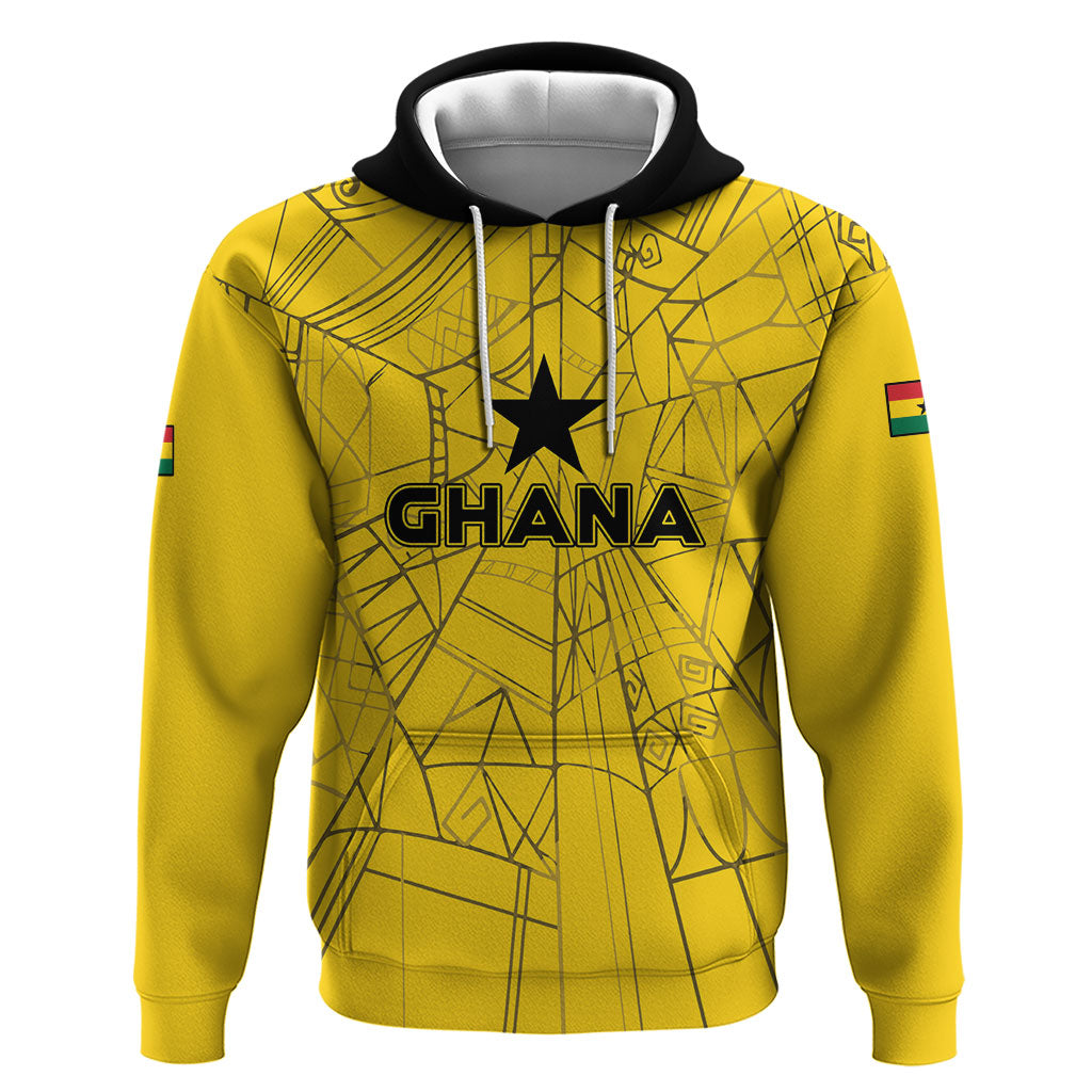 Custom Ghana Football 2026 Zip Hoodie Black Stars Never Fall Yellow Version