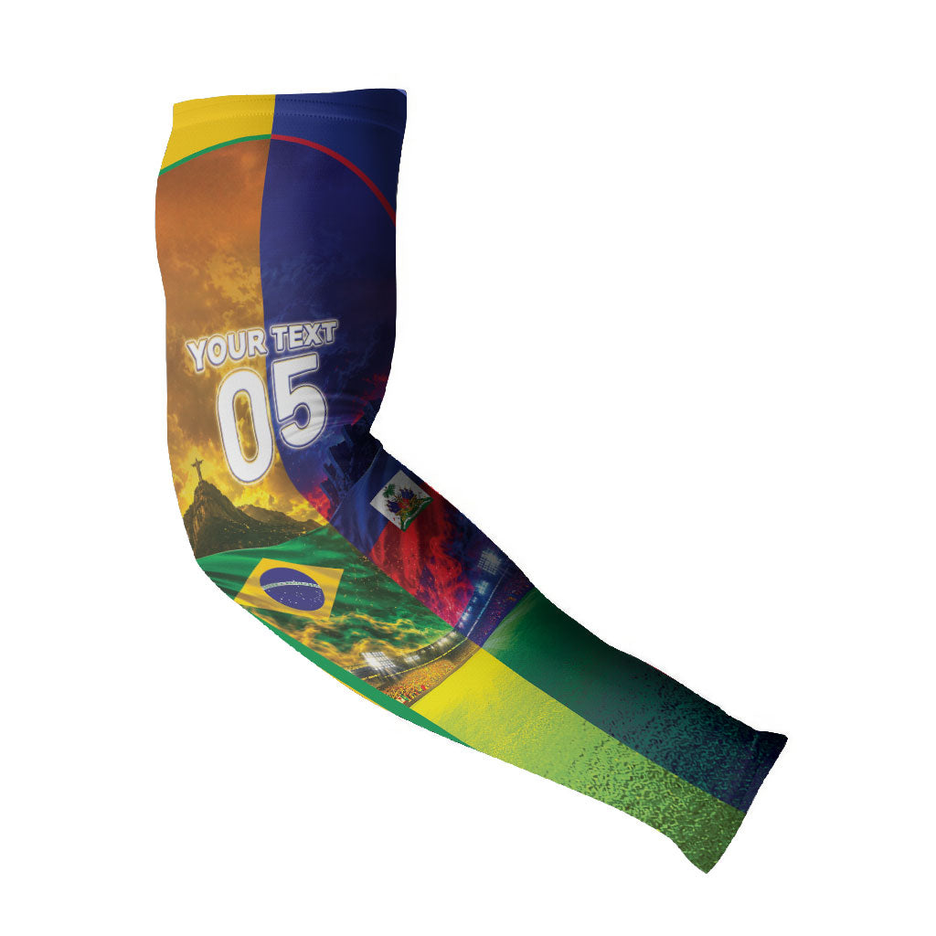 Custom Brazil Haiti 2026 World Football Arm Sleeves Go For Glory