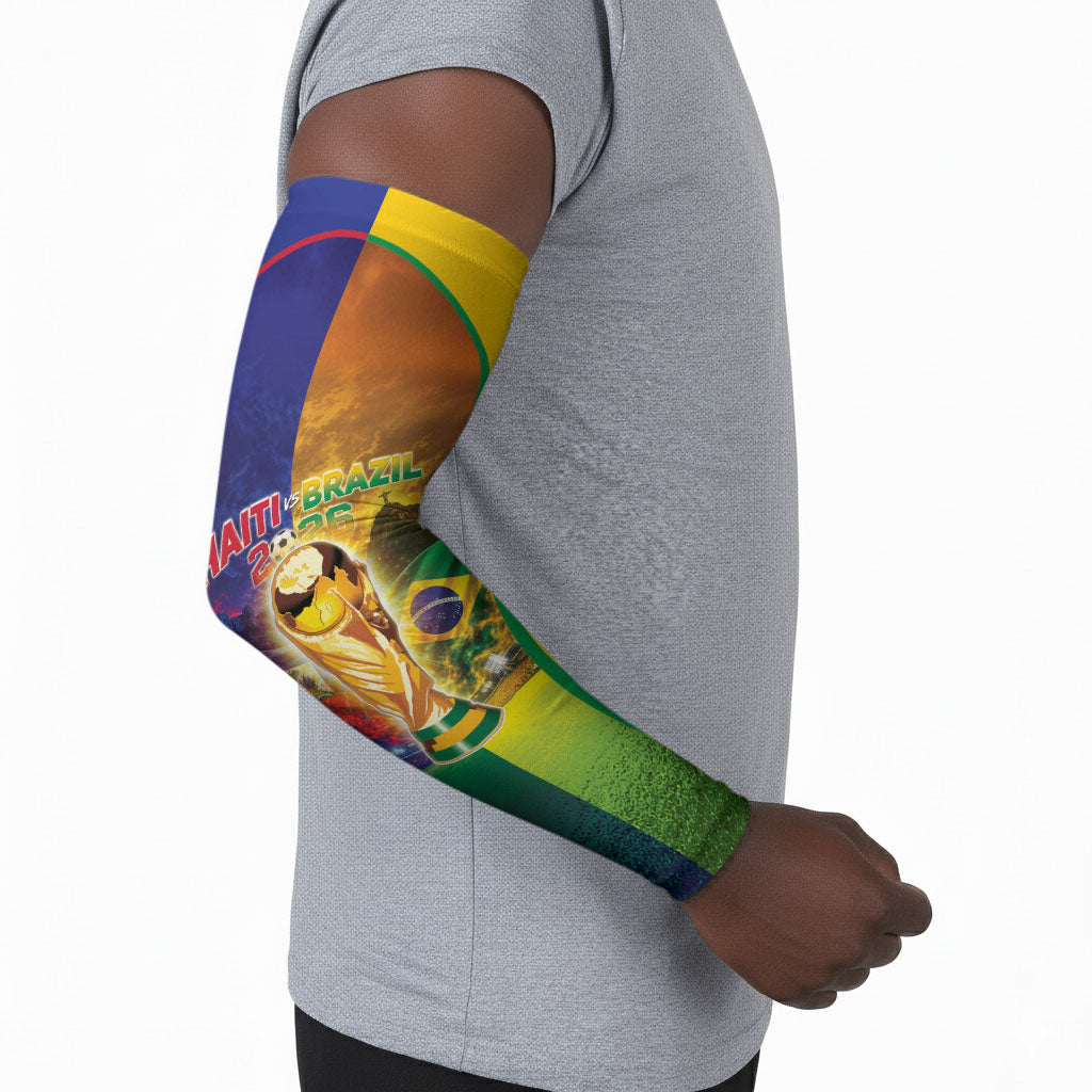 Custom Brazil Haiti 2026 World Football Arm Sleeves Go For Glory