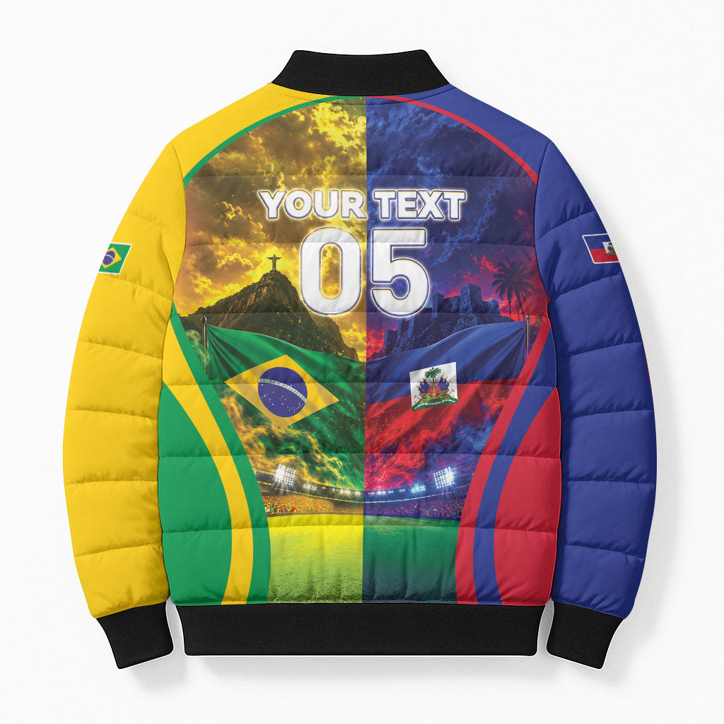 Custom Brazil Haiti 2026 World Football Bomber Puffer Jacket Go For Glory
