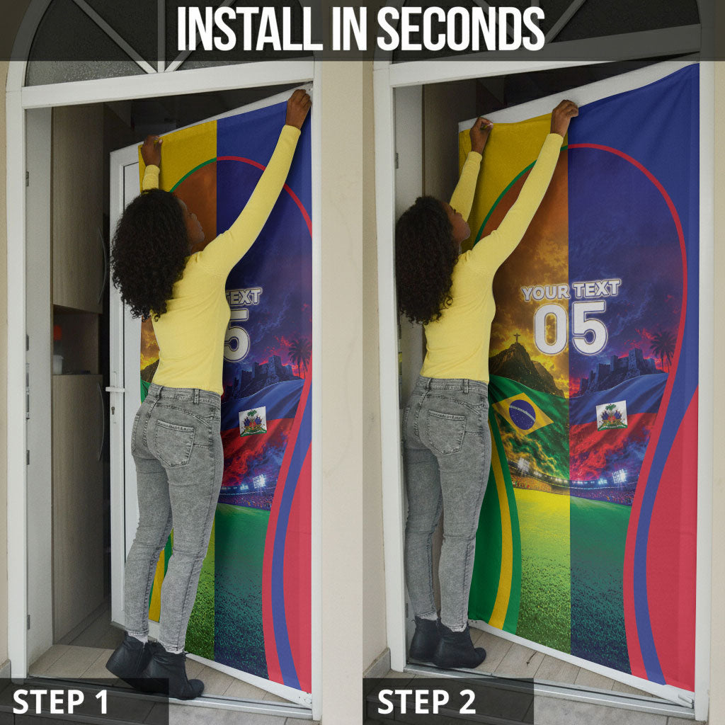 Custom Brazil Haiti 2026 World Football Door Cover Go For Glory