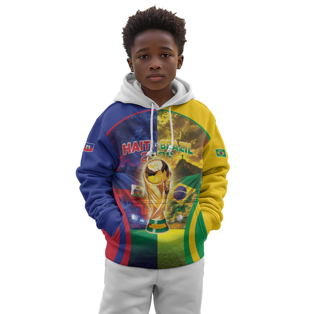 Custom Brazil Haiti 2026 World Football Kid Hoodie Go For Glory