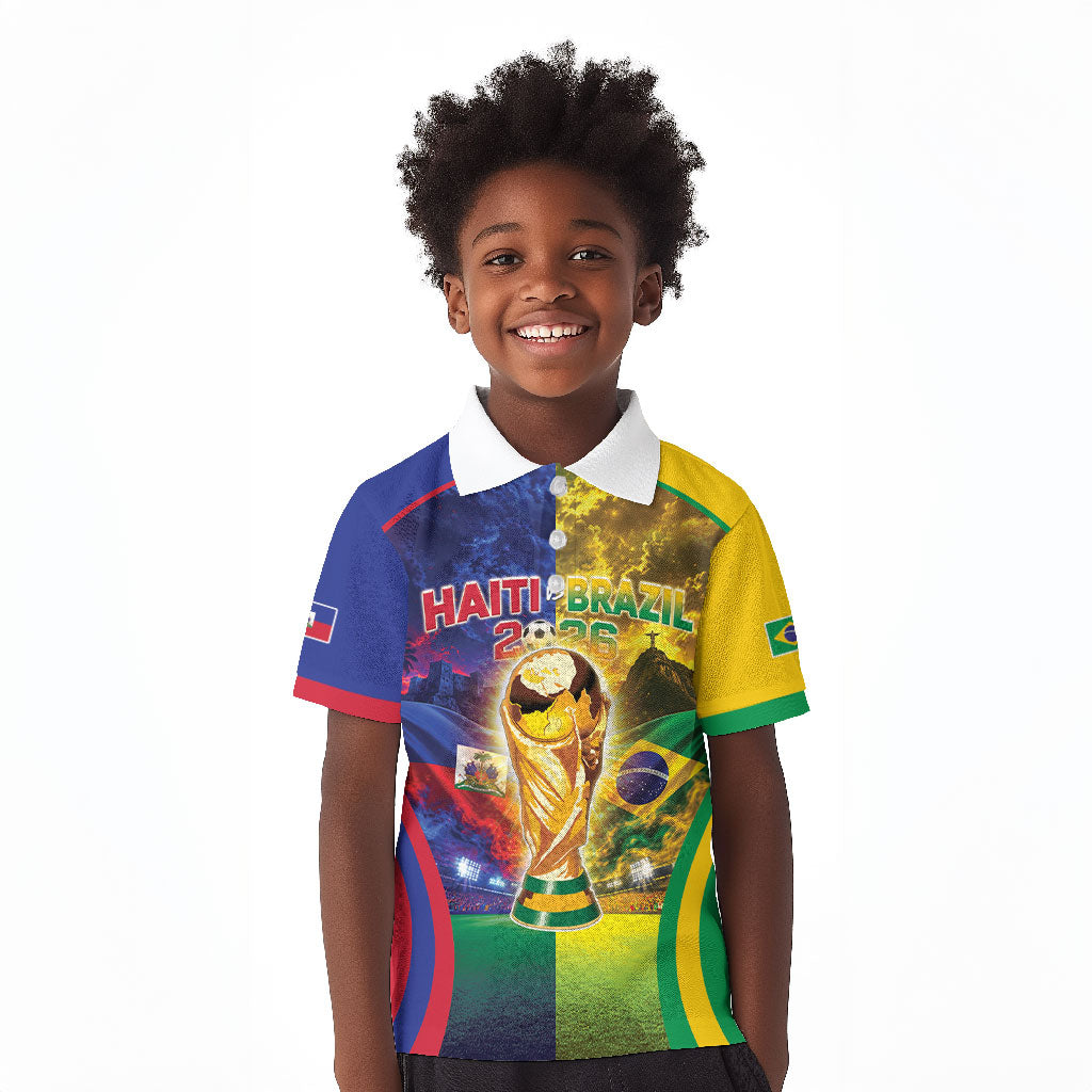Custom Brazil Haiti 2026 World Football Kid Polo Shirt Go For Glory