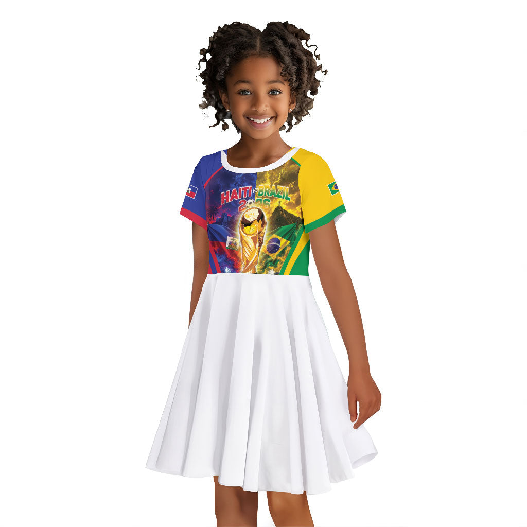 Custom Brazil Haiti 2026 World Football Kid Short Sleeve Dress Go For Glory