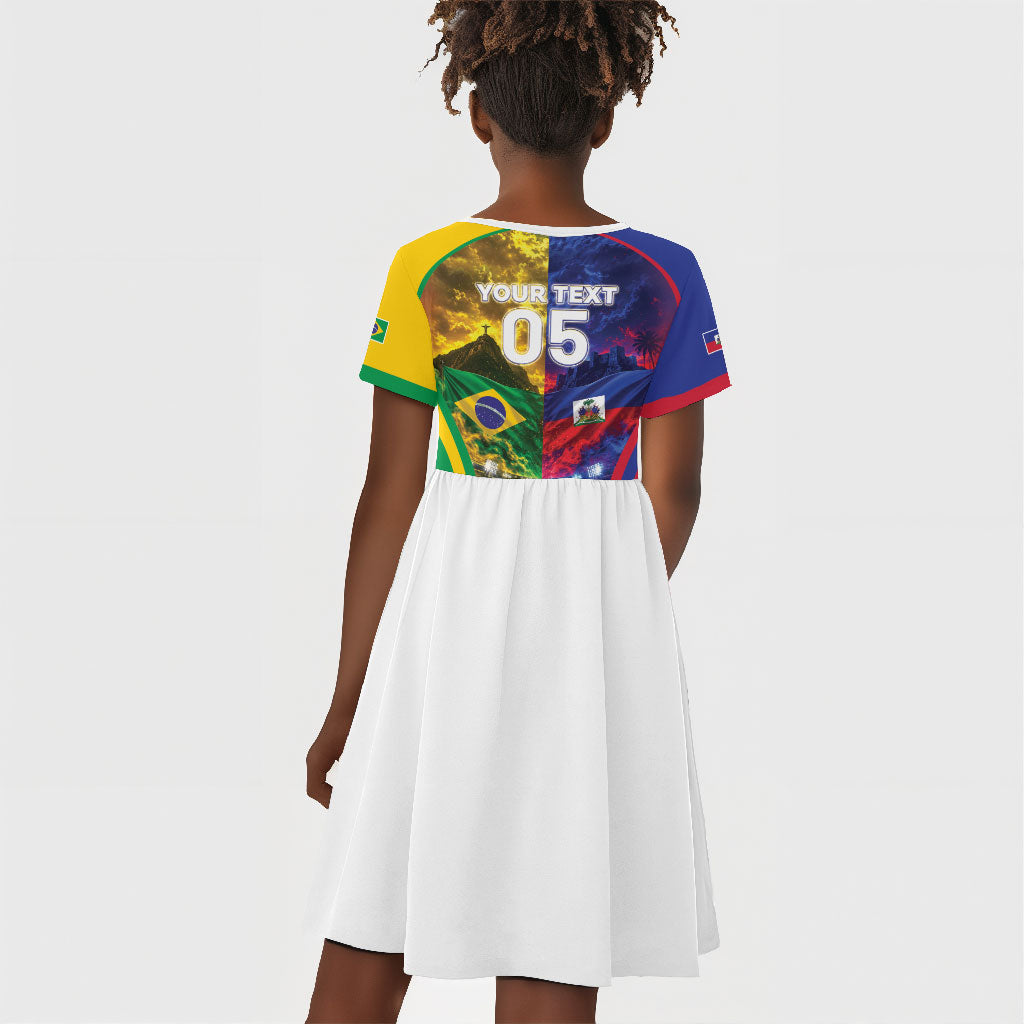 Custom Brazil Haiti 2026 World Football Kid Short Sleeve Dress Go For Glory