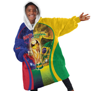 Custom Brazil Haiti 2026 World Football Kid Wearable Blanket Hoodie Go For Glory