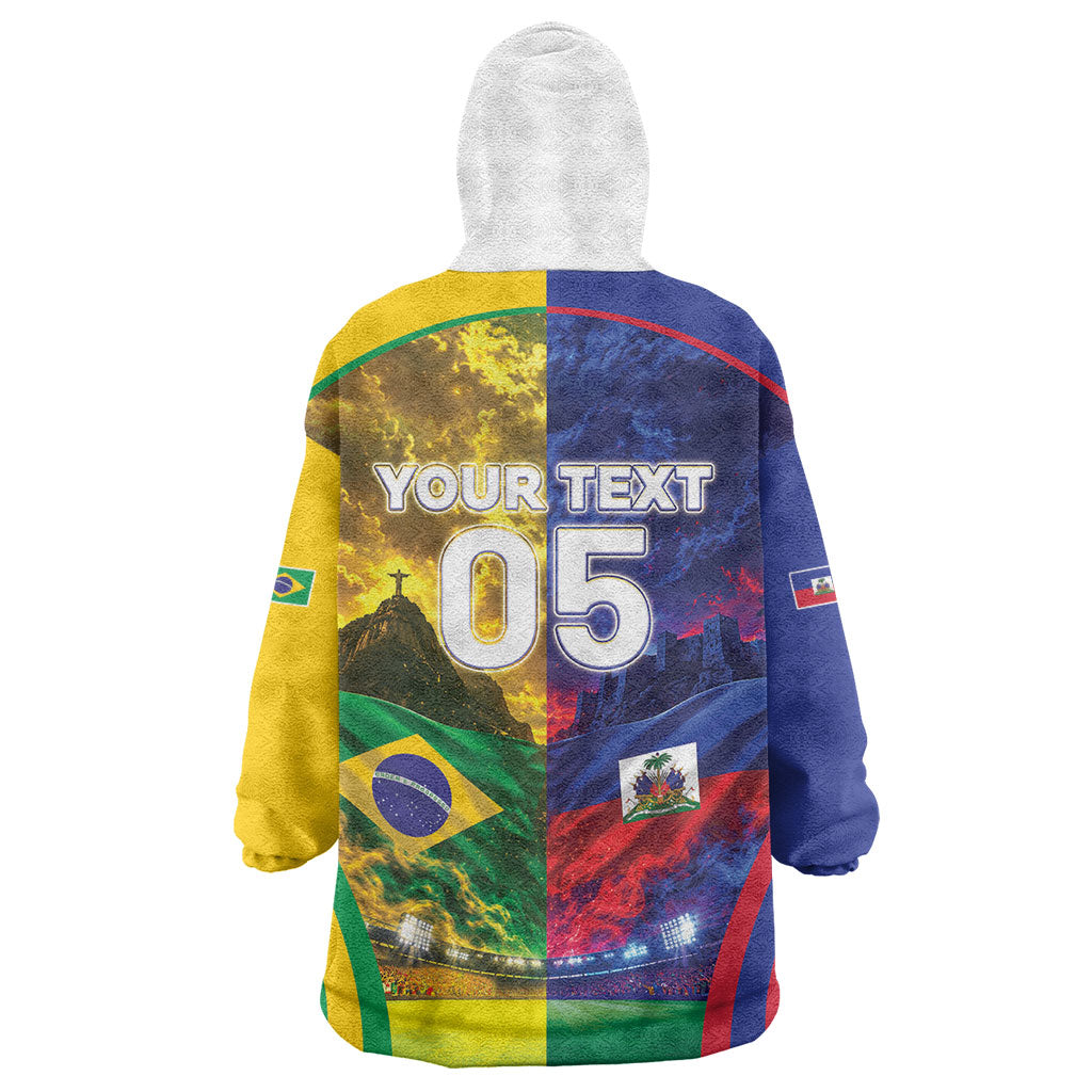 Custom Brazil Haiti 2026 World Football Kid Wearable Blanket Hoodie Go For Glory