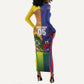 Custom Brazil Haiti 2026 World Football Long Sleeve Bodycon Dress Go For Glory