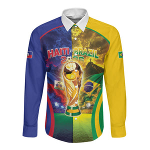Custom Brazil Haiti 2026 World Football Long Sleeve Button Shirt Go For Glory