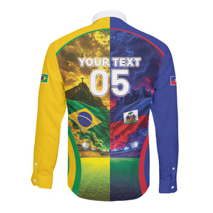 Custom Brazil Haiti 2026 World Football Long Sleeve Button Shirt Go For Glory