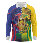 Custom Brazil Haiti 2026 World Football Long Sleeve Polo Shirt Go For Glory