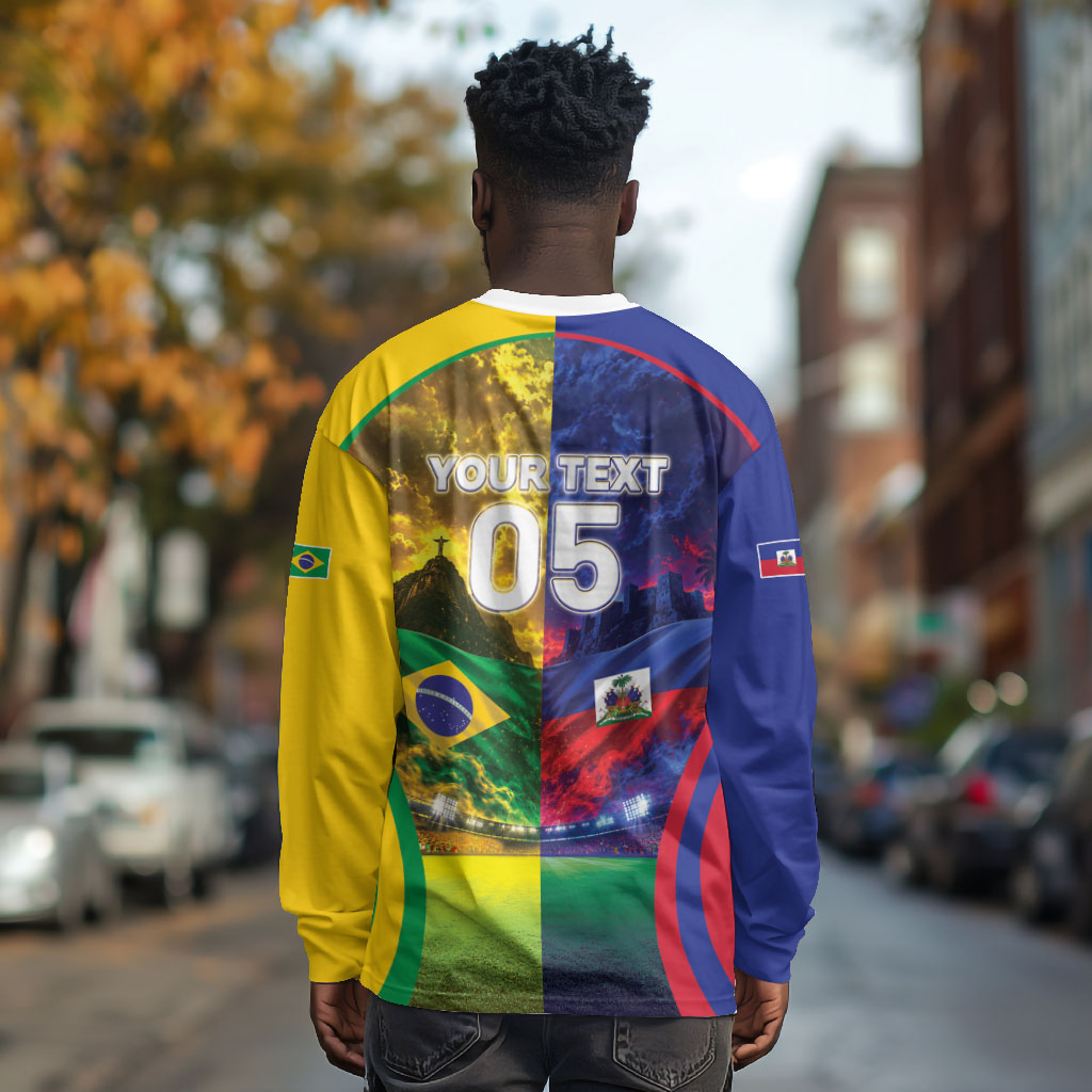 Custom Brazil Haiti 2026 World Football Long Sleeve Shirt Go For Glory
