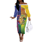 Custom Brazil Haiti 2026 World Football Off The Shoulder Long Sleeve Dress Go For Glory