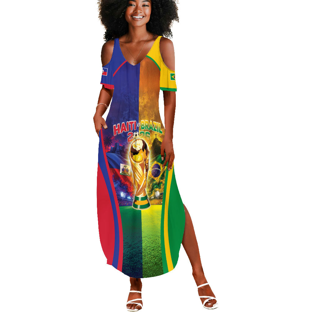 Custom Brazil Haiti 2026 World Football Summer Maxi Dress Go For Glory