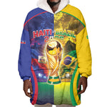 Custom Brazil Haiti 2026 World Football Wearable Blanket Hoodie Go For Glory