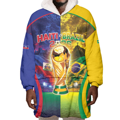 Custom Brazil Haiti 2026 World Football Wearable Blanket Hoodie Go For Glory